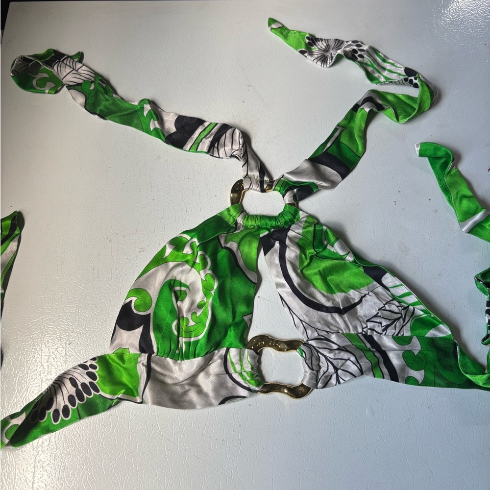 Green and White Marbled Crop Top